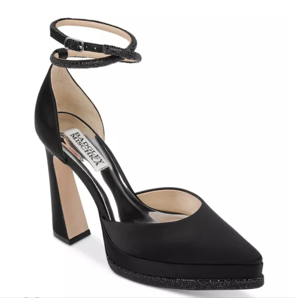 Badgley Mischka Eliana Ankle Strap Womens Pointed Toe High Pumps In Black 9.5